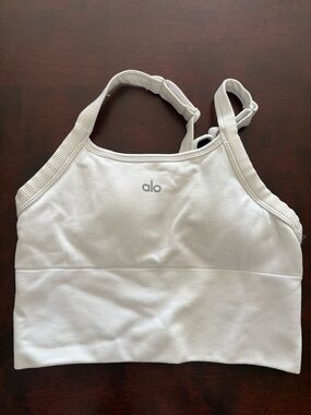 ALO Yoga White Ribbed Tank Top